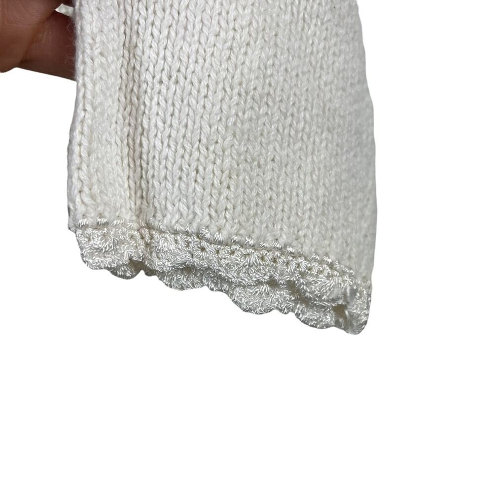 Vintage 90s Floral Embroidered Cardigan Sweater Medium White Boho Cottage Granny - Picture 8 of 12
